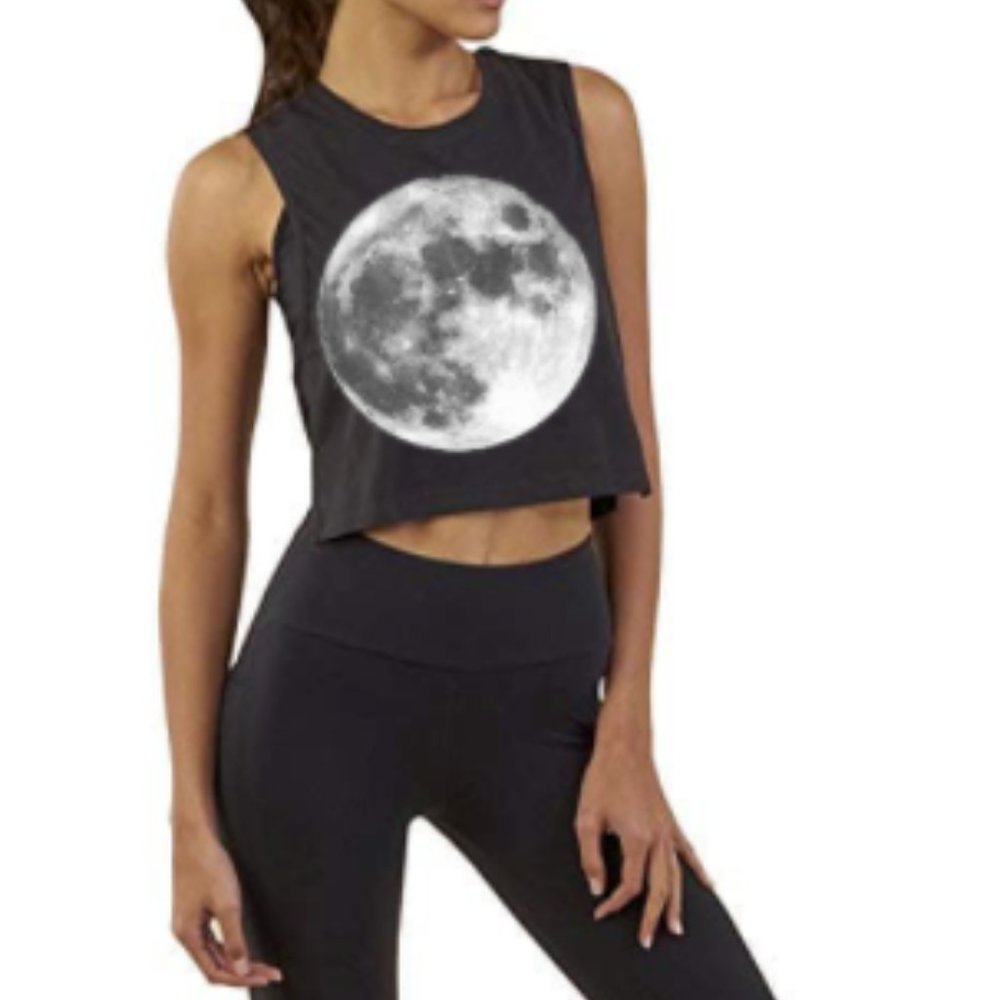 FULL MOON cropped tank top muscle black lunar